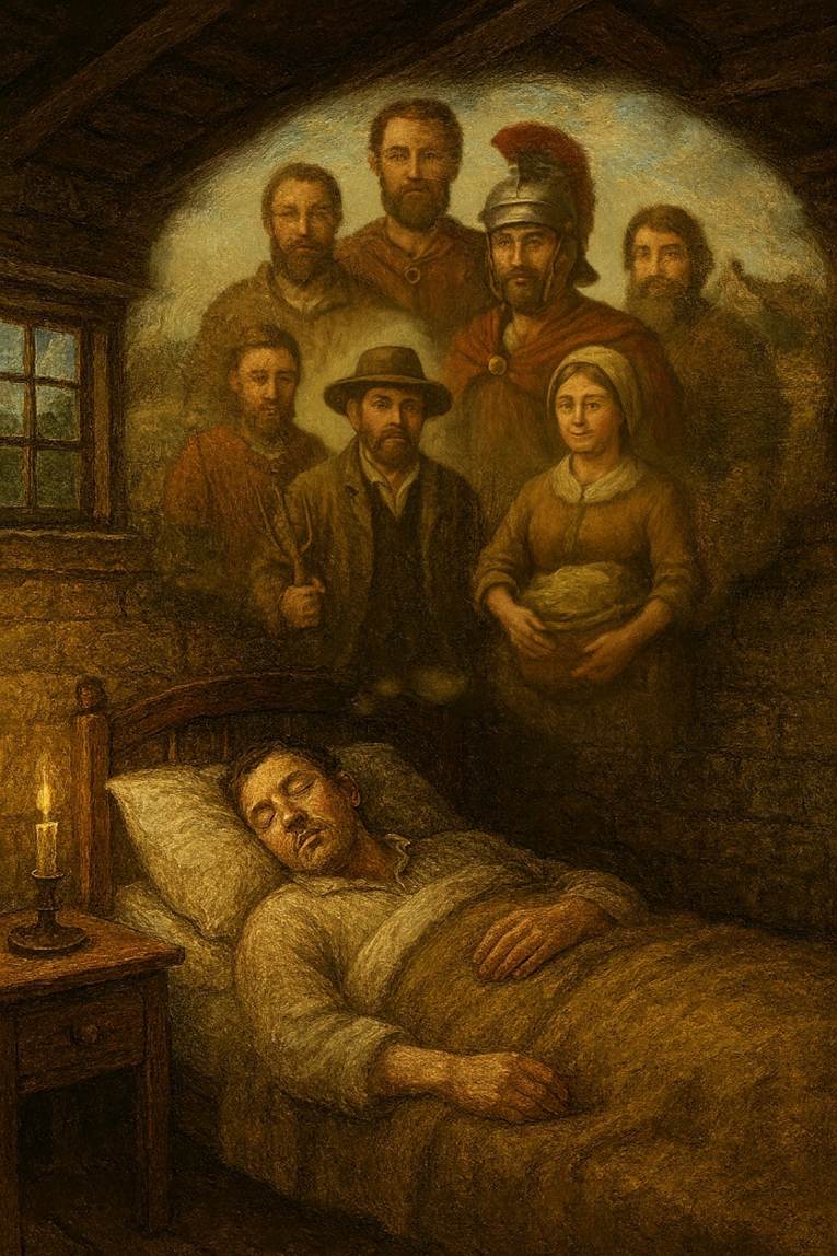 A painting of a person lying in a bed with a group of people around him

AI-generated content may be incorrect.
